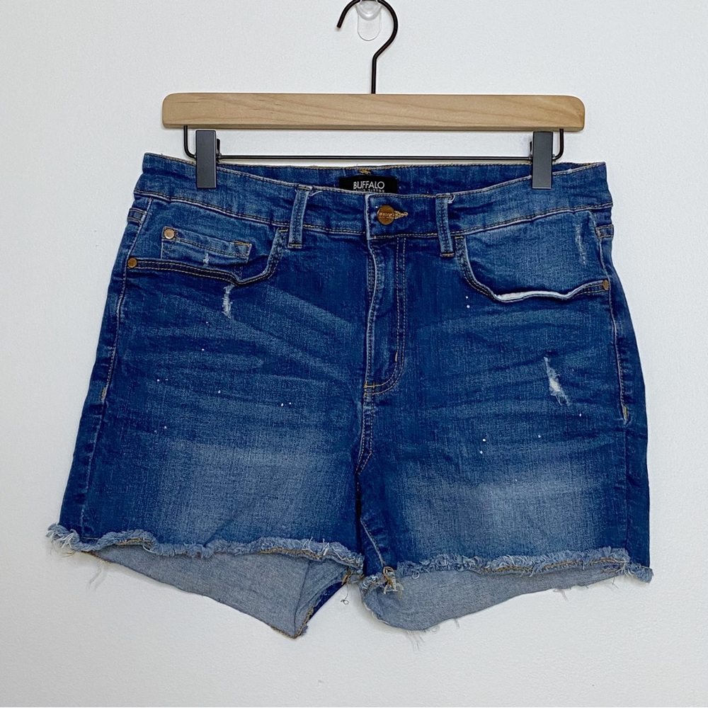Buffalo Medium Wash Distressed Frayed Denim Jean Shorts - Size 31